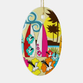 Surfshop Surfen Ocean Beach Surfbretter Palme Tree Keramikornament (Rechts)