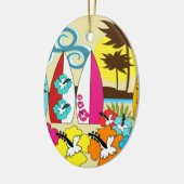 Surfshop Surfen Ocean Beach Surfbretter Palme Tree Keramikornament (Links)