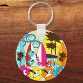 Surfshop Surfen Ocean Beach Surfbretter Palme Tree Schlüsselanhänger (Vorderseite)