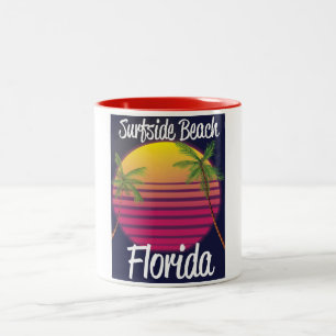 Surfside Beach Florida Vintage-Reiseplakat Zweifarbige Tasse