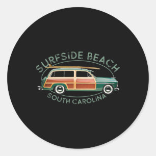 Surfside Beach South Carolina Vintage Surfen Desi Runder Aufkleber