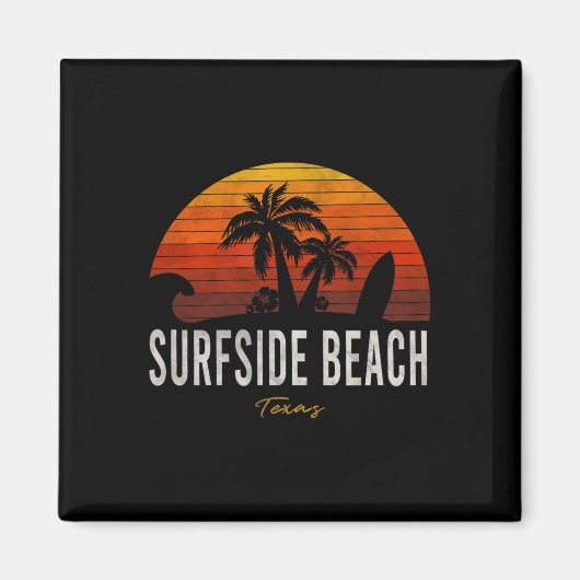 Surfside Beach Tx Texas Beach Palms Urlaubsurf Magnet (Vorne)