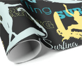 Surfsilhouetten geschenkpapier (Rolleneckpunkt)