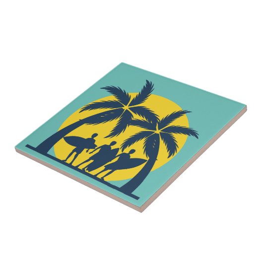 Surfsonne und Palmen cool Surfen Fliese (Seite)
