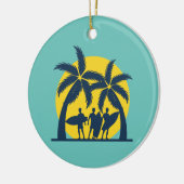 Surfsonne und Palmen cool Surfen Keramik Ornament (Links)