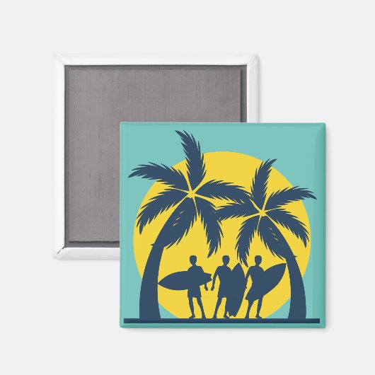 Surfsonne und Palmen cool Surfen Magnet (Vorderseite/Rückseite)