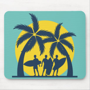 Surfsonne und Palmen cool Surfen Mousepad