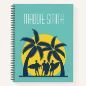 Surfsonne und Palmen cool Surfen Notizblock (Vorderseite)