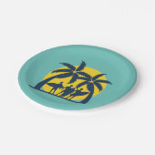 Surfsonne und Palmen cool Surfen Pappteller (Schrägansicht)