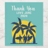 Surfsonne und Palmen cool Surfen Weinetikett (Einzelnes Label)