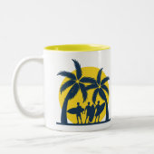Surfsonne und Palmen cool Surfen Zweifarbige Tasse (Links)