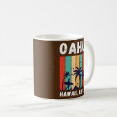 Surfspot Oahu Hawaii USA Retro Surfing Surfer Kaffeetasse (VorderseiteRechts)