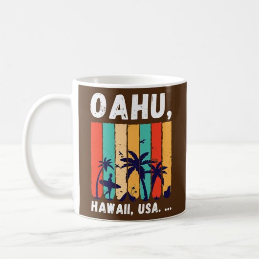 Surfspot Oahu Hawaii USA Retro Surfing Surfer Kaffeetasse (Links)