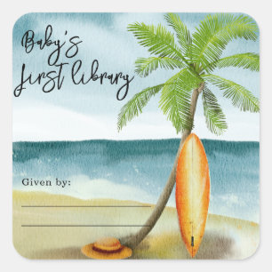 Surfstrand - die erste Bibliothek des Babys Quadratischer Aufkleber