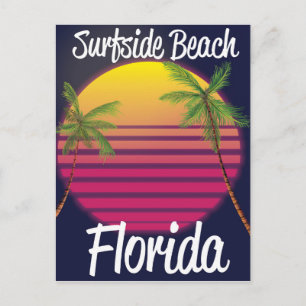 Surfstrand Florida Vintage Reiseplakat Postkarte
