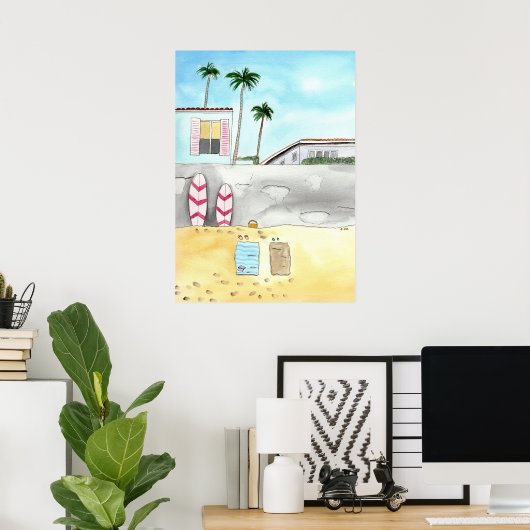 Surfstrand in San Diego Poster (Heimbüro)