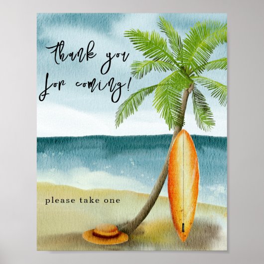 Surfstrand mit Aquarellfarbe - Vielen Dank für Ihr Poster (Vorne)