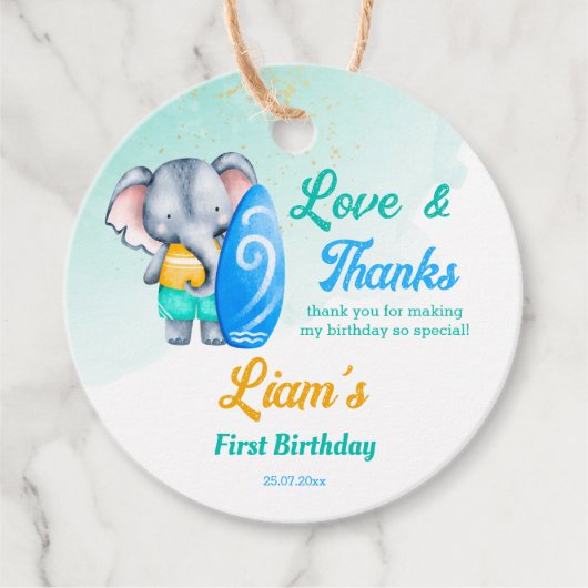 Surfstrand Ozean tropischen Sommer Geburtstag Geschenkanhänger (Vorderseite)