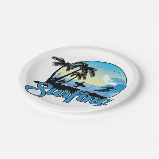 Surfstrand Pappteller (Schrägansicht)