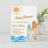 Surfstrand Party Babydusche Einladung (Stehend Vorderseite)