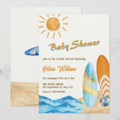 Surfstrand Party Babydusche Einladung (Vorne/Hinten)