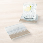 Surfstrand personalisiert glasuntersetzer (Schrägansicht)