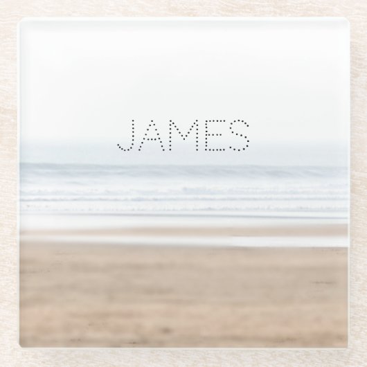Surfstrand personalisiert glasuntersetzer (Vorderseite)