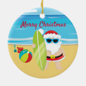 Surfstrand Santa Tropical Keramik Ornament (Hinten)