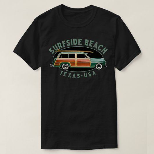 Surfstrand Texas Vintages Surfdesign T-Shirt (Design vorne)