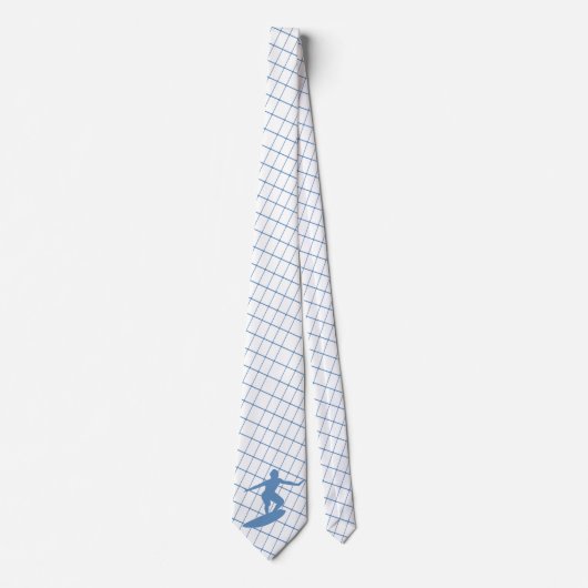 Surfsurfboard auf Blue Karo Necktie Krawatte (Vorderseite)