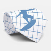 Surfsurfboard auf Blue Karo Necktie Krawatte (Gerollt)