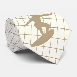 Surfsurfbrett auf Tan Karo Necktie Krawatte