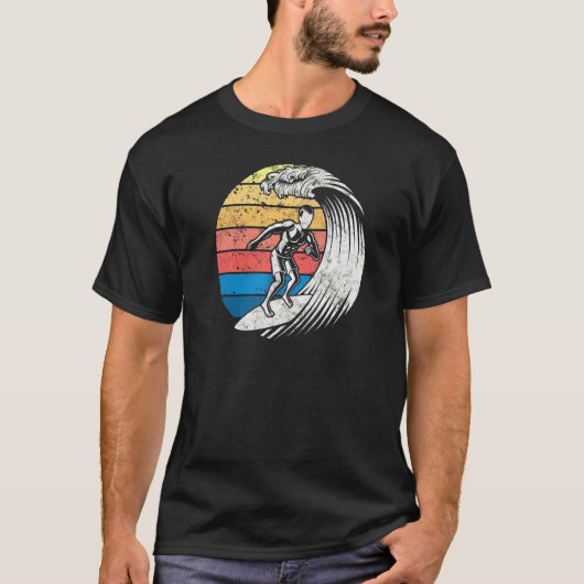 Surfsurfer Sunset Surfboard Wave T-Shirt (Vorderseite)