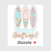 Surft hoch! Pastel Boho Surfboards Aufkleber (Blatt)