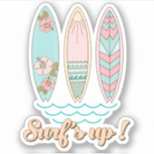 Surft hoch! Pastel Boho Surfboards Aufkleber (Vorderseite)