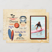 Surft hoch! Surfen Birthday Beach Party Foto Einladung (Vorne/Hinten)