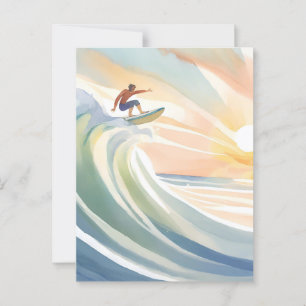 Surftage   Ozeanwelle Surf Wasserfarbe Postkarte