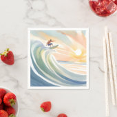 Surftage | Ozeanwelle Surf Wasserfarbe Serviette (Beispiel)