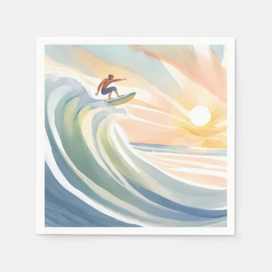 Surftage | Ozeanwelle Surf Wasserfarbe Serviette (Vorderseite)