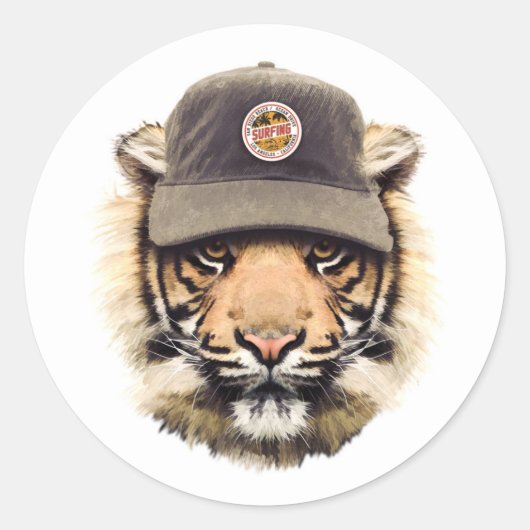Surftiger Runder Aufkleber (Vorderseite)