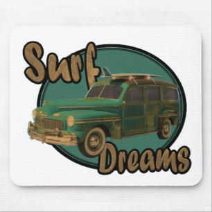 Surftraum, lasst uns auf einem Woodie surfen gehen Mousepad