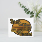 Surfträume woodie Waggon braun Postkarte (Stehend Vorderseite)