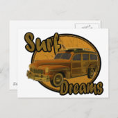 Surfträume woodie Waggon braun Postkarte (Vorne/Hinten)