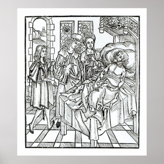 Surgeon and assistants visit a badly wounded man, poster (Vorne)