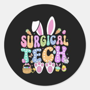 Surgical Tech Happy Ostertag Bunny Surg Technici Runder Aufkleber