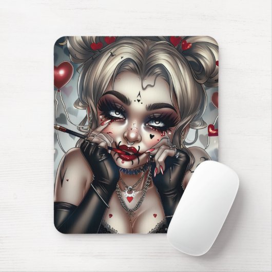 Surie Woman With Clown Makeup 12 Mousepad (Mit Mouse)