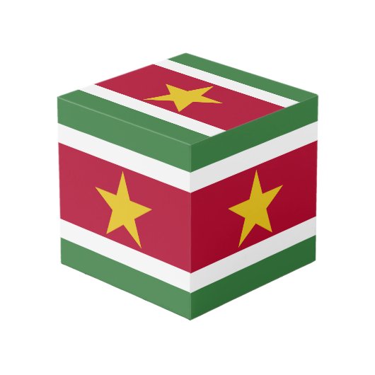 Surinam-Flagge Würfel (Vorderseite Schrägansicht)
