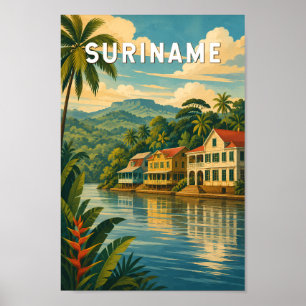 Surinam Illustration Reise Kunst Vintage Poster