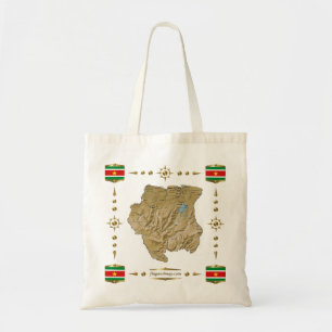 Surinam-Karte + Flaggen-Tasche Tragetasche