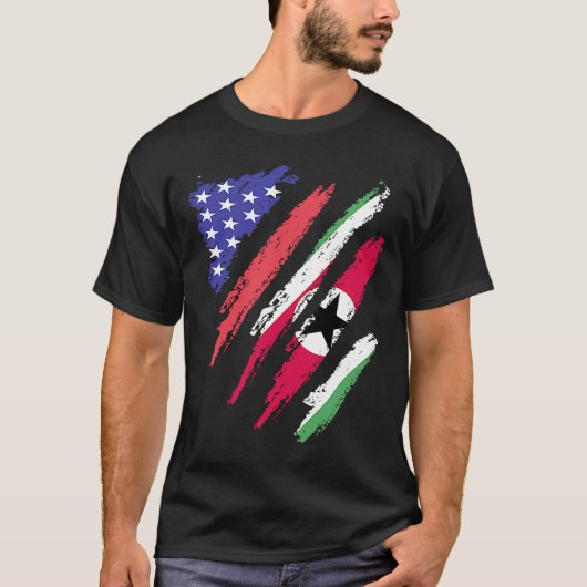 Suriname American Patriot Grown Heart Flag Streife T-Shirt (Vorderseite)
